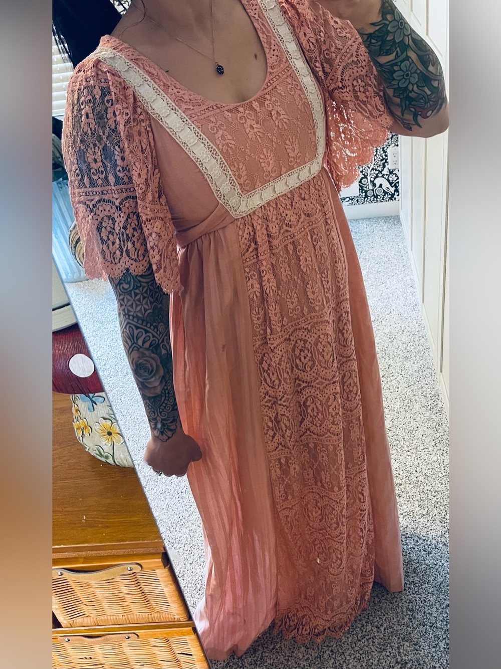 60’s/70’s Stunning Vintage Blush Prairie Cottagecore Romantic Maxi Dress